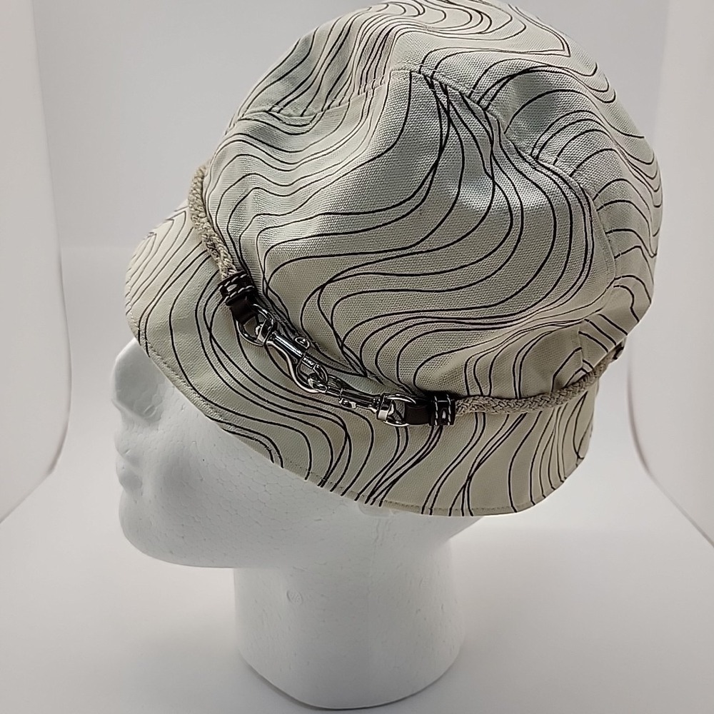 GAP Bucket Hat 2007 Women S/M Cream Brown Wavy Silver Clasp Rope Belt Accent Y2K